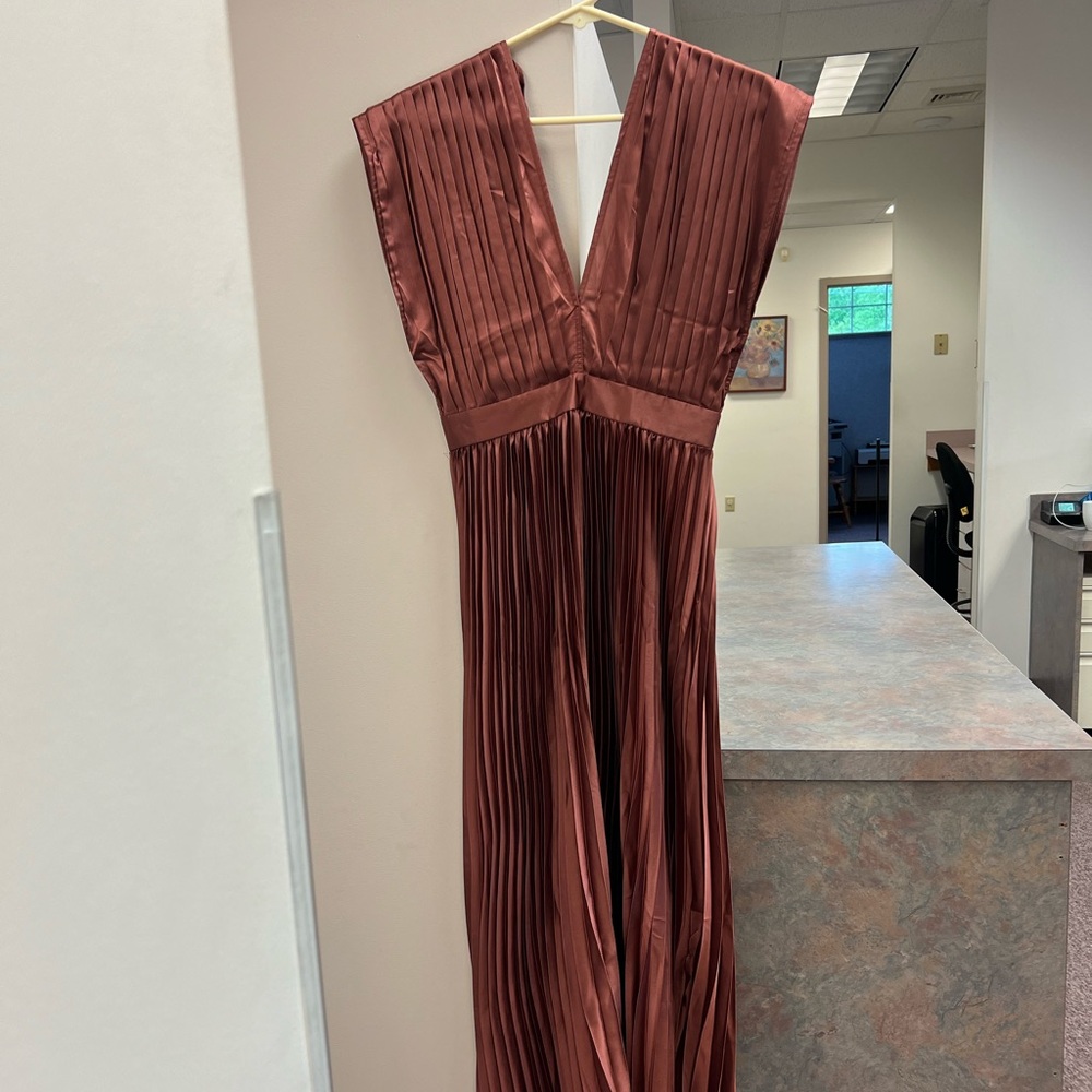 Satin pleated midi dress
